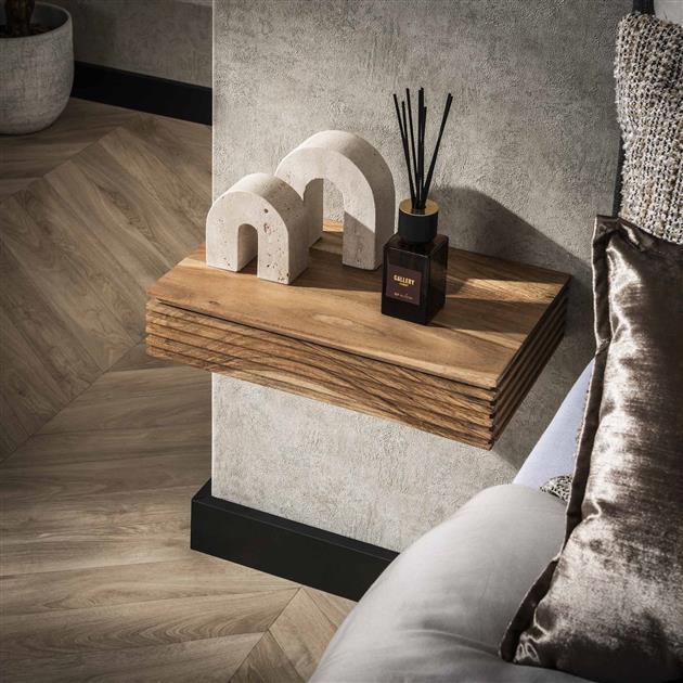 Nachtkastje 1L set/2 layer L / Massief acacia naturel