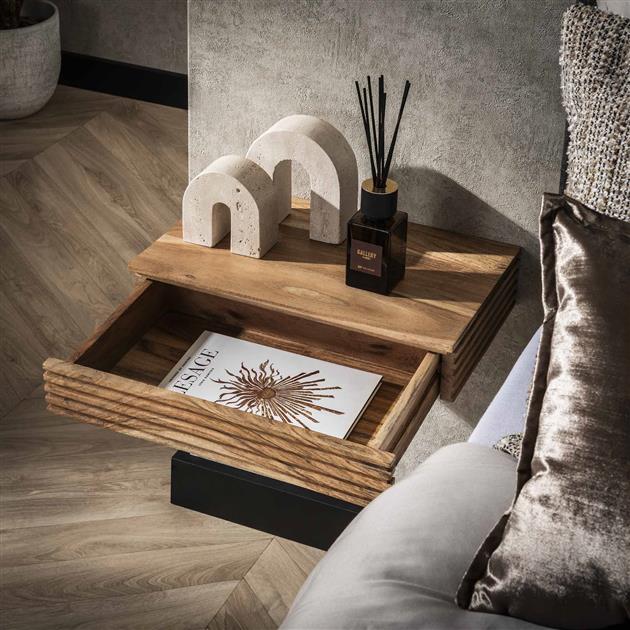 Nachtkastje 1L set/2 layer L / Massief acacia naturel