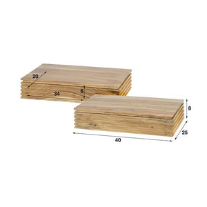 Nachtkastje 1L set/2 layer L / Massief acacia naturel