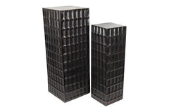 Bloemen/vazen zuilen Ohio vierkant zwart - 91 & 108 cm hoog (2 delige set)