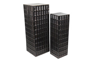 Bloemen/vazen zuilen Ohio vierkant zwart - 91 & 108 cm hoog (2 delige set)