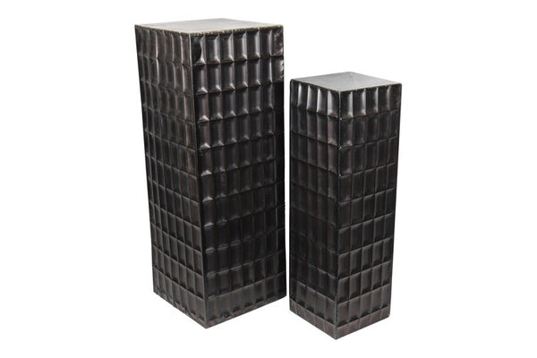 Bloemen/vazen zuilen Ohio vierkant zwart - 91 & 108 cm hoog (2 delige set)