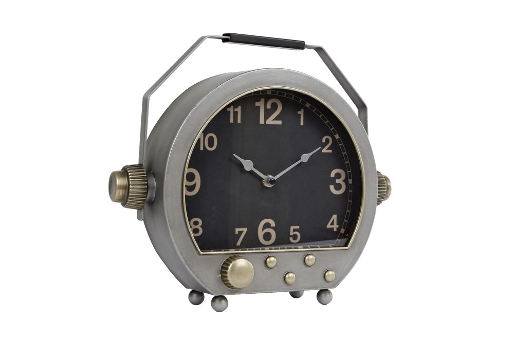 Tafelklok radio oud zilver 34x10x29,5 cm (magazijn opruiming)