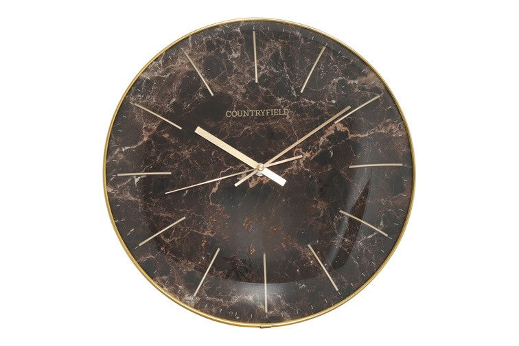 Wandklok Bellamy rond bruin marmer Countryfield Ø35 cm (NIEUW)