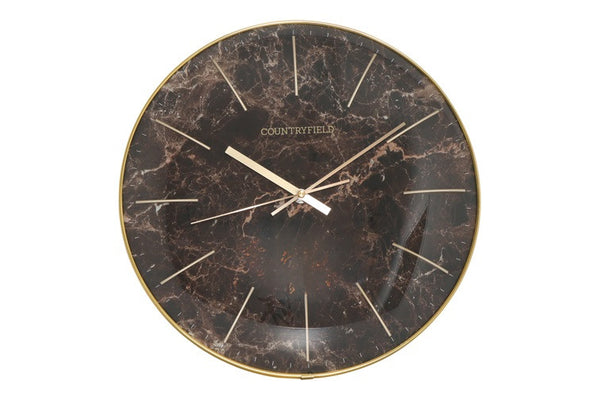 Wandklok Bellamy rond bruin marmer Countryfield Ø35 cm (NIEUW)