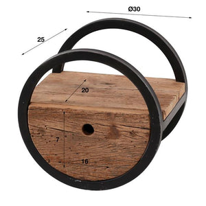 Wandschap circular Ø30 met lade / Robuust hardhout (Magazijn sale)