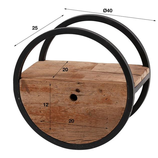 Wandschap circular Ø40 met lade / Robuust hardhout (Magazijn sale)