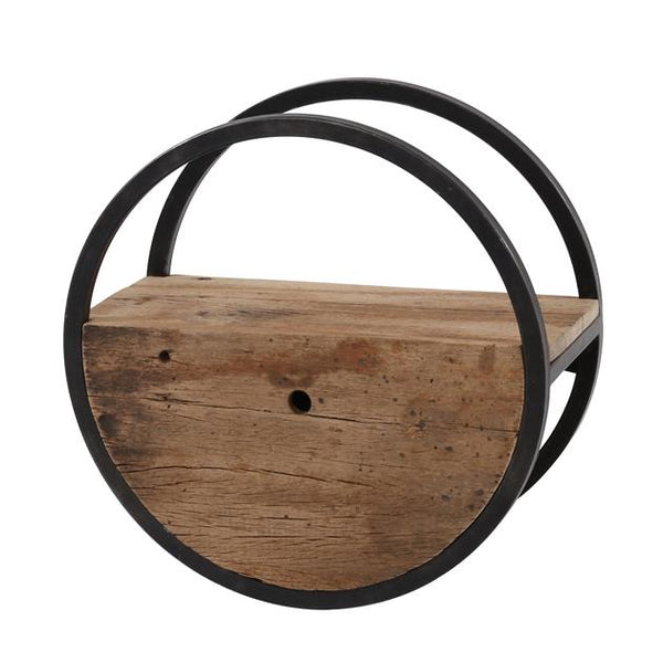 Wandschap circular Ø50 met lade / Robuust hardhout (Magazijn sale)