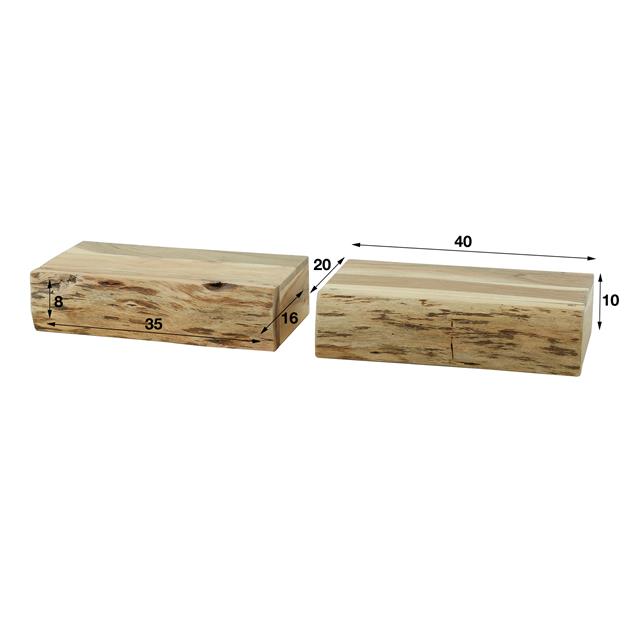 Nachtkastje 1L set/2 tree L / Massief acacia naturel