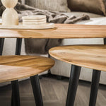 Salontafel set/3 organisch / Massief acacia naturel