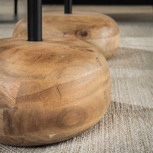 Salontafel set/2 driehoekig blad / Massief acacia naturel (Magazijn sale)