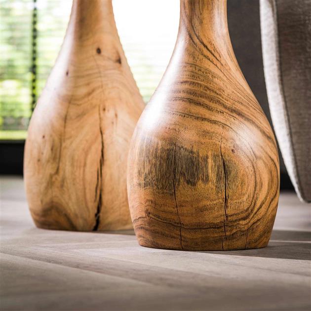 Bijzettafel set van 2 massieve voet druppel / Massief hout (Magazijn sale)