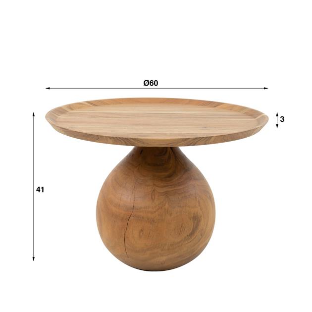 Salontafel massieve voet rond / Massief acacia naturel