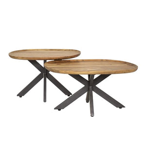 Salontafel set/2 spider / Massief acacia naturel