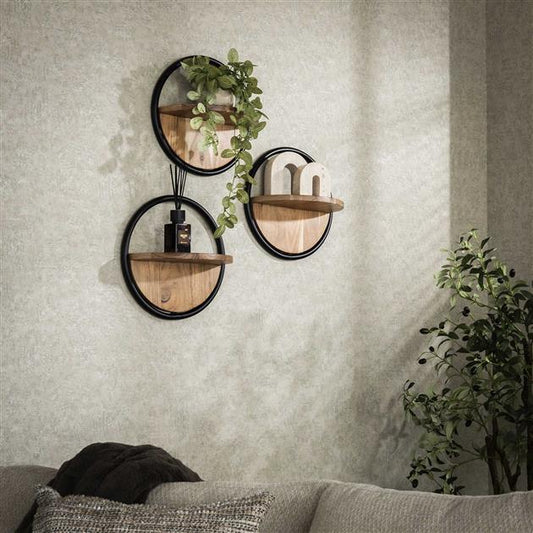Wandschap round set/3 / Massief acacia naturel