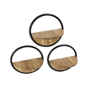 Wandschap round set/3 / Massief acacia naturel