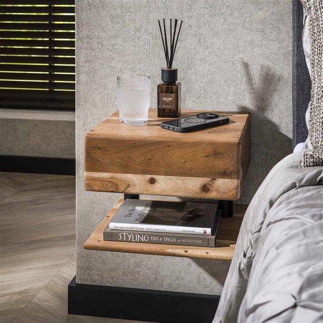 Nachtkastje 1L shelve / Massief acacia naturel