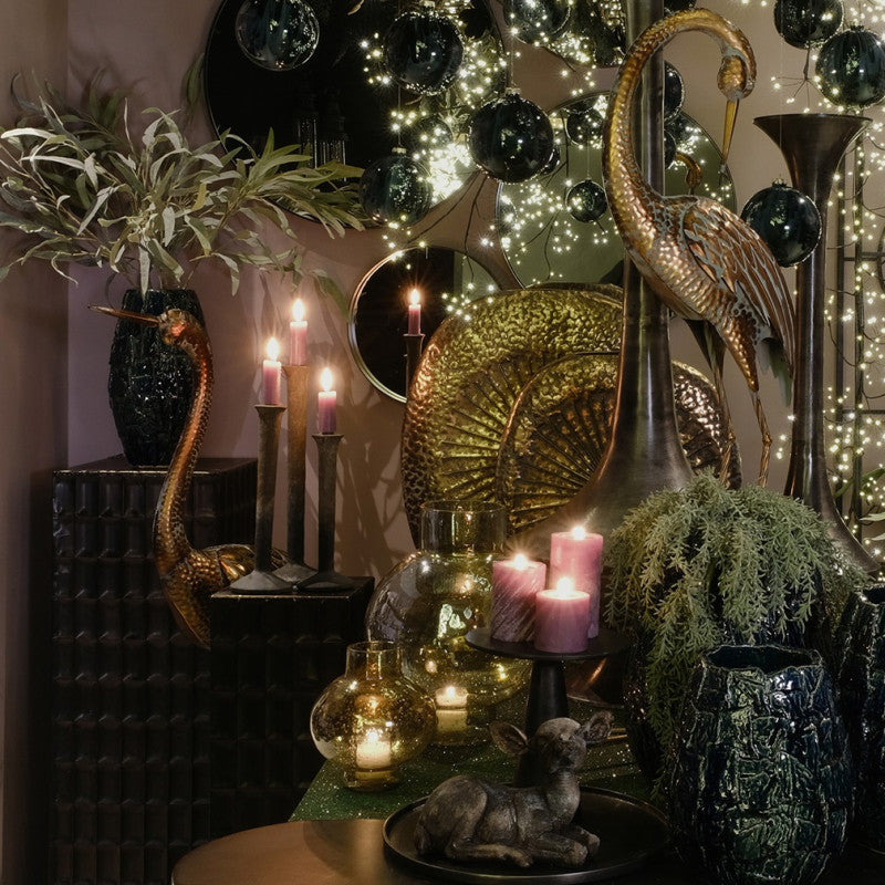 Bloemen/vazen zuilen Ohio vierkant zwart - 91 & 108 cm hoog (2 delige set)