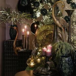 Bloemen/vazen zuilen Ohio vierkant zwart - 91 & 108 cm hoog (2 delige set)