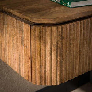 Nachtkastje hangend 1L wave / Massief mango zandkleur