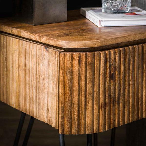 Nachtkastje 1L wave / Massief mango zandkleur