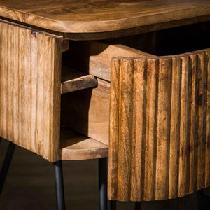 Nachtkastje 1L wave / Massief mango zandkleur