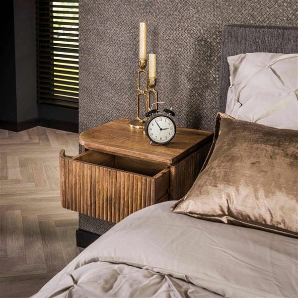 Nachtkastje set/2 wave L+R afgerond / Massief mango zandkleur