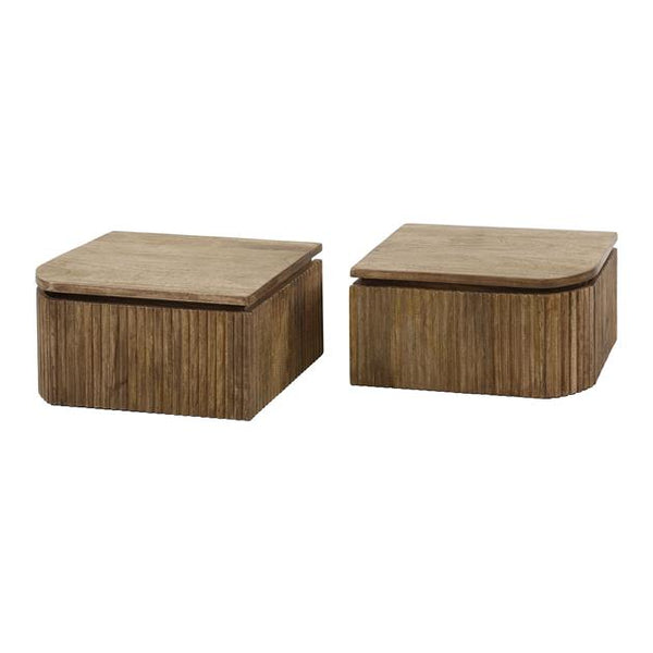 Nachtkastje set/2 wave L+R afgerond / Massief mango zandkleur