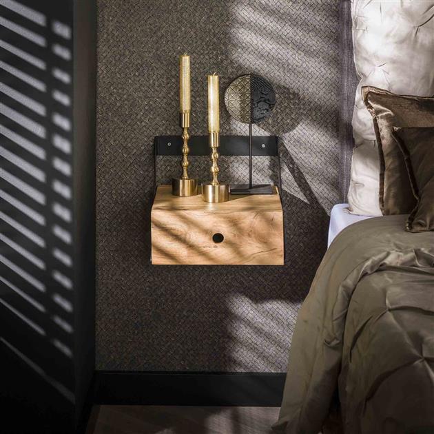 Nachtkastje set van 2 stuks XS hangend strip / Massief acacia naturel (Magazijn sale)