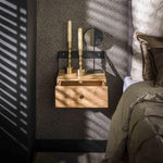 Nachtkastje set/2 XS hangend strip / Massief acacia naturel