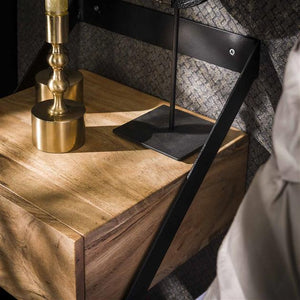 Nachtkastje set van 2 stuks XS hangend strip / Massief acacia naturel (Magazijn sale)