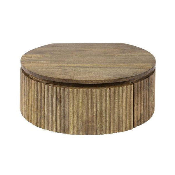 Nachtkastje wave rond / Massief mango zandkleur