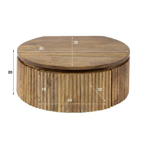 Nachtkastje wave rond / Massief mango zandkleur