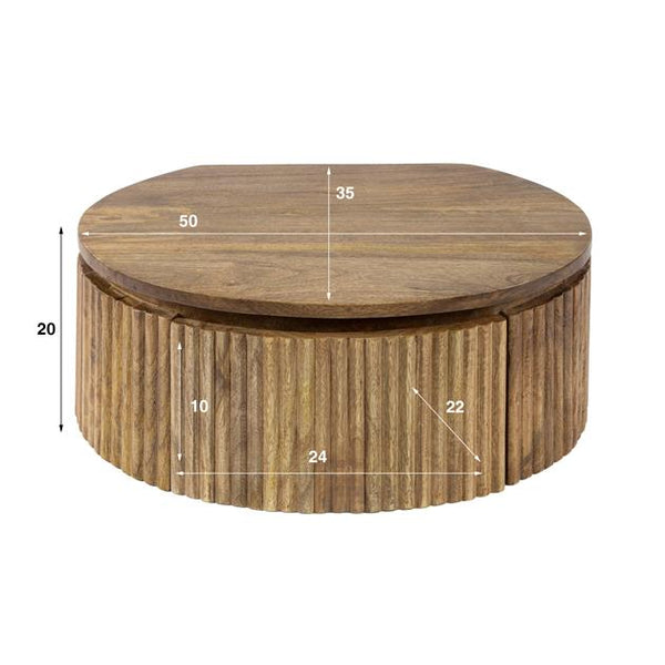 Nachtkastje wave rond / Massief mango zandkleur