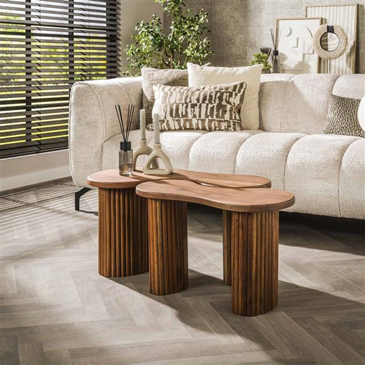 Salontafel set/2 fuse / Massief acacia naturel (Magazijn sale)