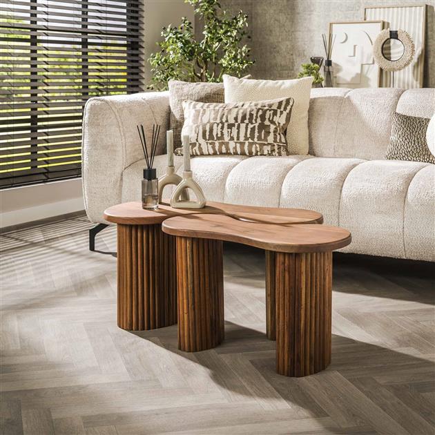 Salontafel set/2 fuse / Massief acacia naturel