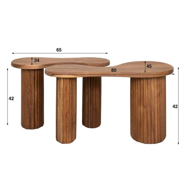 Salontafel set/2 fuse / Massief acacia naturel