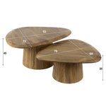 Salontafel set van 2 wave driehoekig blad / Massief mango zandkleur