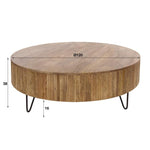 Salontafel wave XXL rond Ø120 cm / Massief mango zandkleur