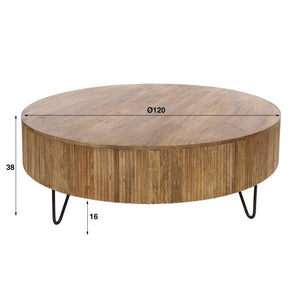 Salontafel wave XXL rond Ø120 cm / Massief mango zandkleur