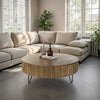 Salontafel wave XXL rond Ø120 cm / Massief mango zandkleur