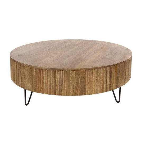Salontafel wave XXL rond Ø120 cm / Massief mango zandkleur