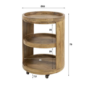 Wijntrolley wave rond op wielen / Massief mango zandkleur
