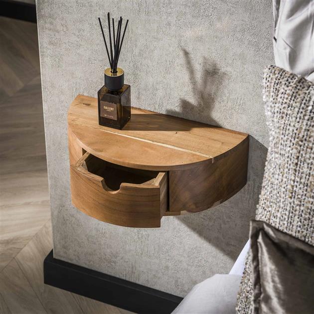 Nachtkastje 1L curve / Massief acacia naturel
