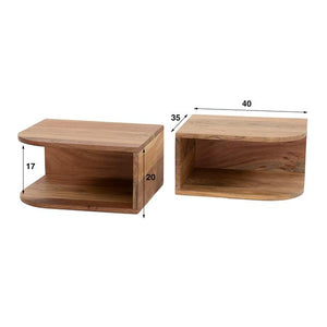 Nachtkastje set/2 corner open vak / Massief acacia naturel