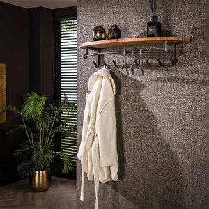 Kapstok round  8 haken hoedenplank / Massief acacia