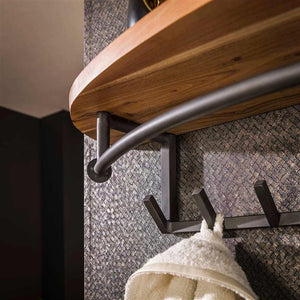 Kapstok round  8 haken hoedenplank / Massief acacia