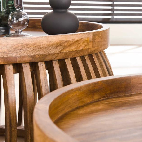 Salontafelset tweak curve Ø80/Ø60 / Massief mango zandkleur