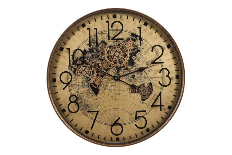 Radarklok world map rond Goud Ø80 cm