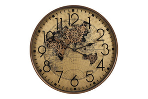 Radarklok world map rond Goud Ø80 cm